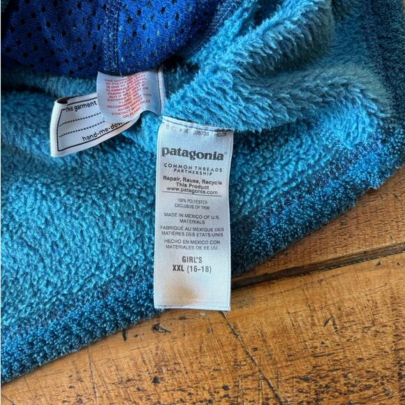 Patagonia Pullover Sweatshirt Girls XXL 16/18 Blue Polartec Snap-T Fleece - Picture 10 of 11